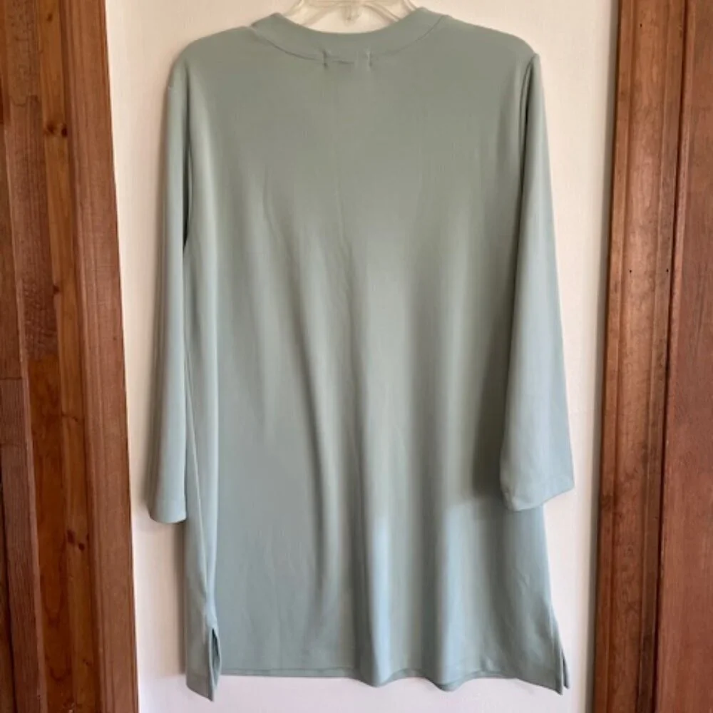 LAND'S END Sleep Shirt Nightgown Jersey Long Sleeve V Neck Green